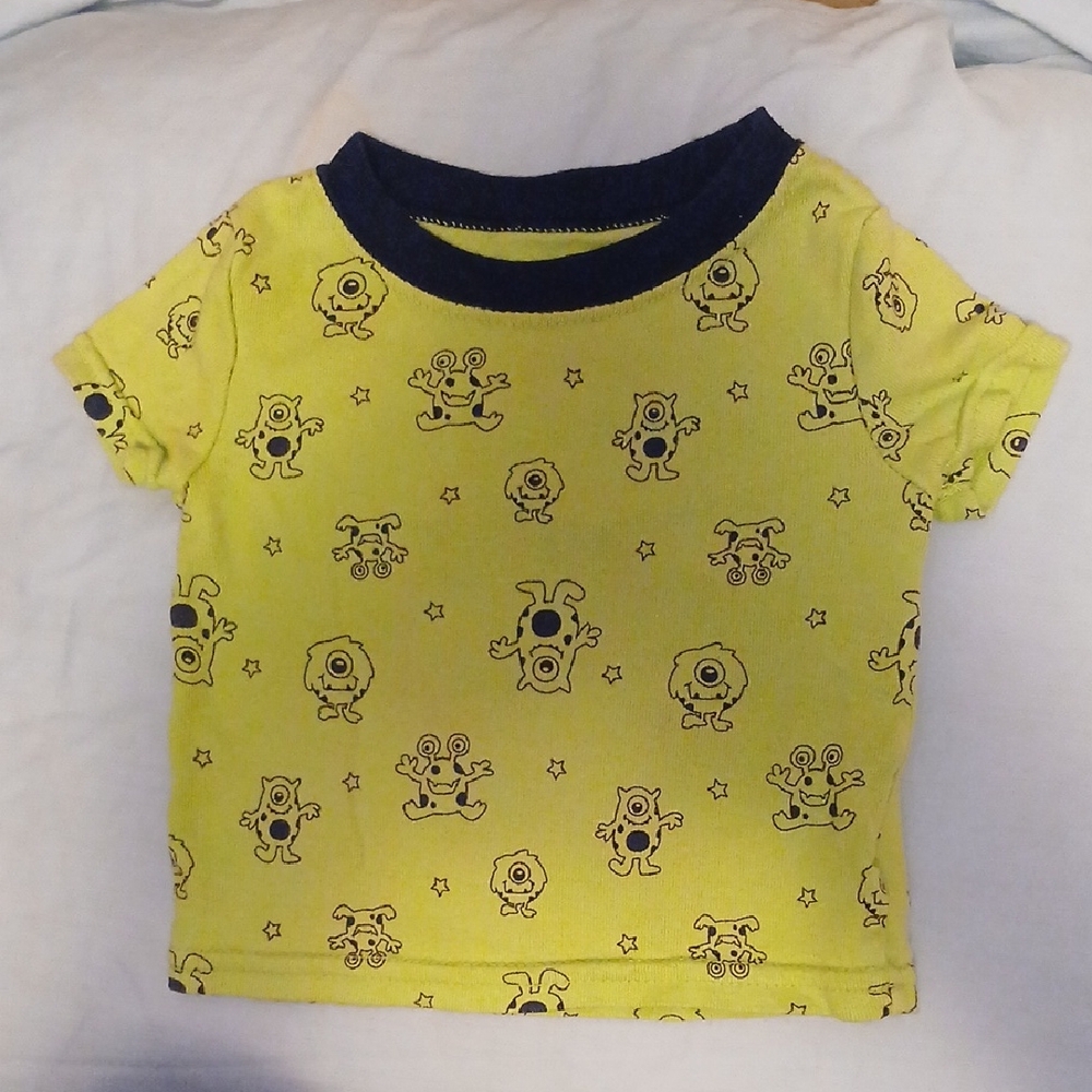 Kids Short Sleeve Monster Print Tee - Yellow